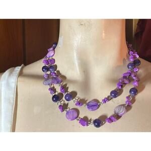 Double Strand Purple Beaded Necklace